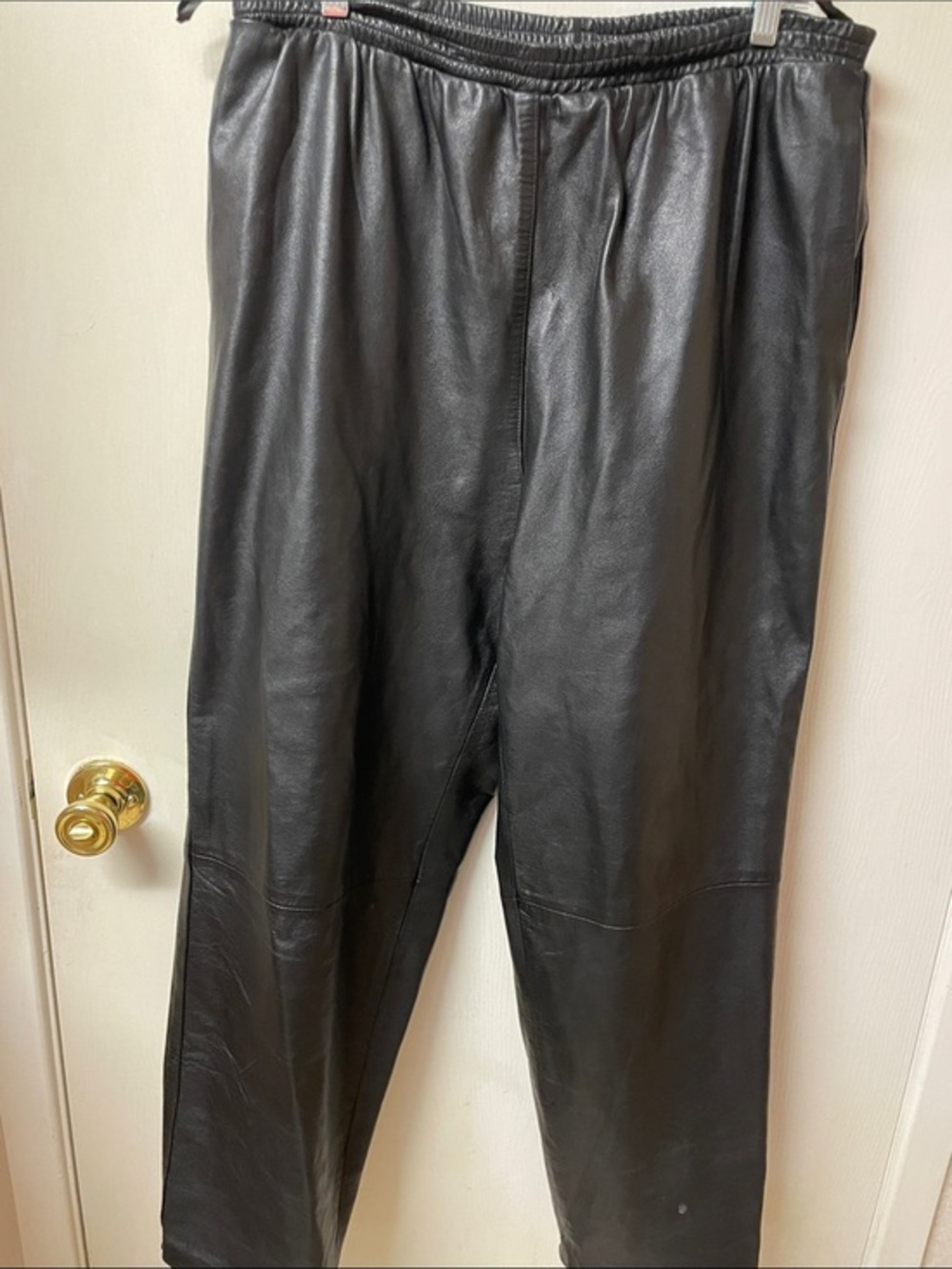 Silhouette Men's Black Faux Leather Elastic Waist Pants